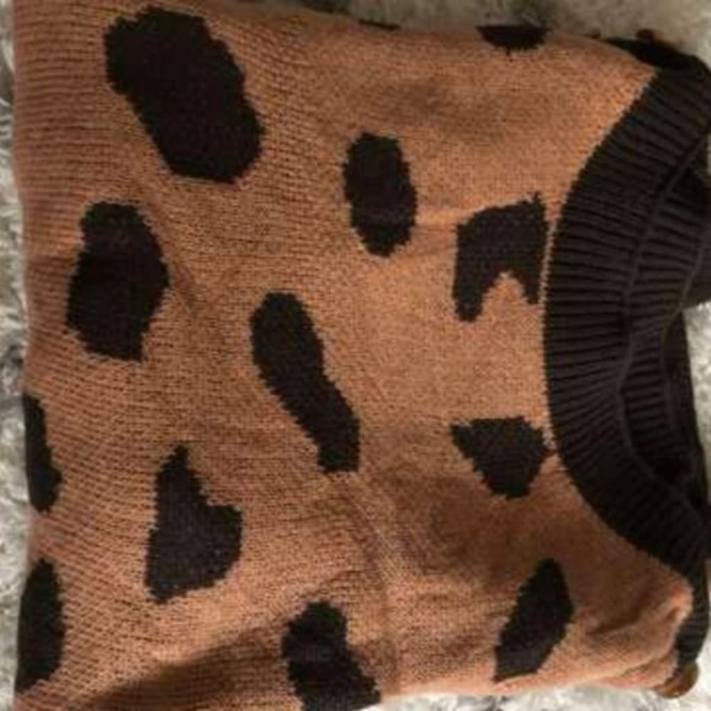 Contemporary Brown White Stripe Leopard Oversized - Picture 7 of 7